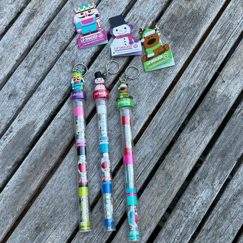 🆕 Lot of Three 3-Pack Holiday Themed Lip Smackers